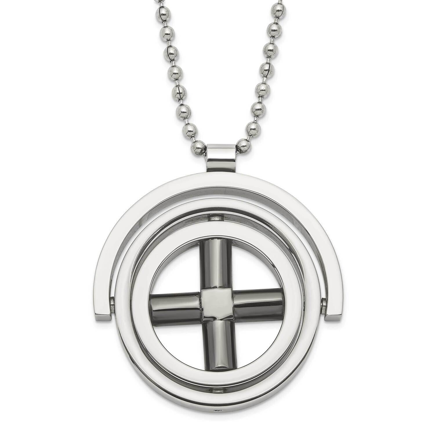 &amp; Black Ip-Plated X Moveable Circles Necklace Stainless Steel SRN462-22 by Chisel, MPN: SRN462-22, …