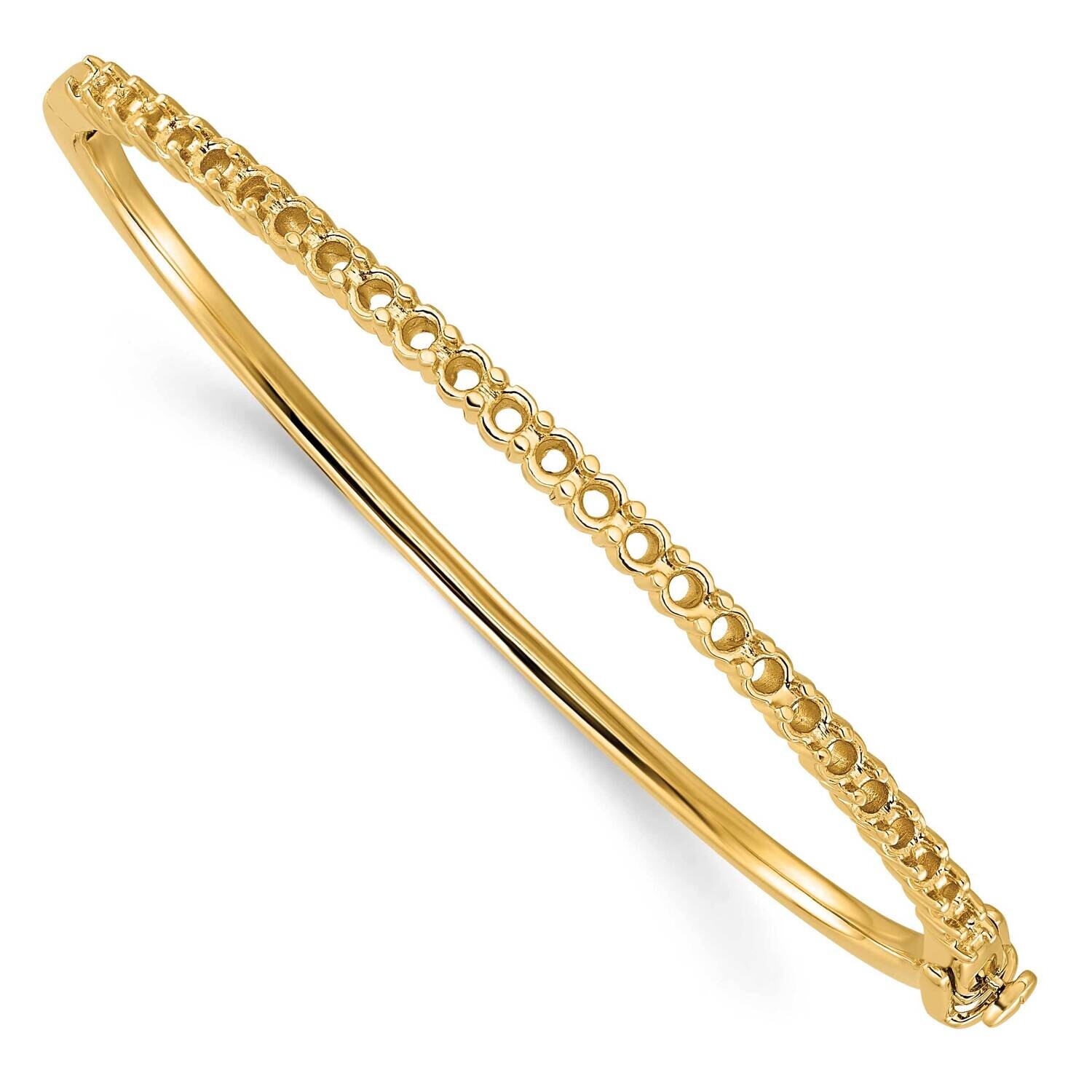 Holds 25 2.9mm 1.9Ct Hinged Bangle Mounting 14k Gold XB323Y, MPN: XB323Y,