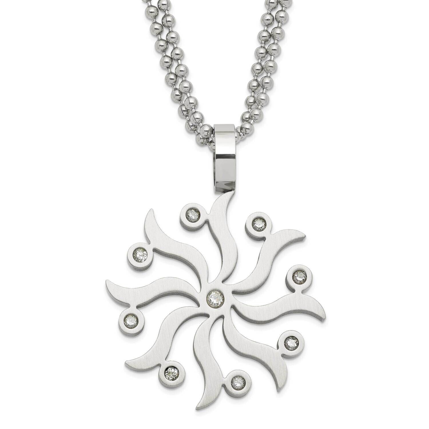 Snowflake CZs 22 Inch Necklace Stainless Steel SRN590-22 by Chisel, MPN: SRN590-22, 886774041568