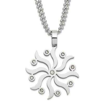 Snowflake CZs 22 Inch Necklace Stainless Steel SRN590-22 by Chisel, MPN: SRN590-22, 886774041568