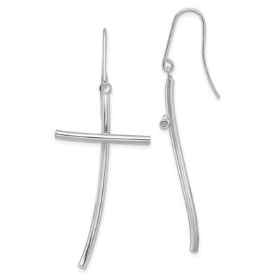Polished Cross Dangle Earrings 14k White Gold TF1743W, MPN: TF1743W, 191101974618