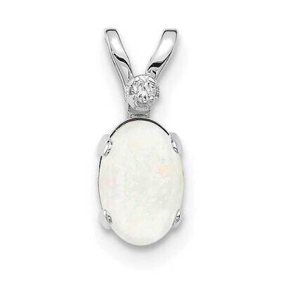 Diamond Opal Birthstone Pendant 14k White Gold XBE165W, MPN: XBE165W,