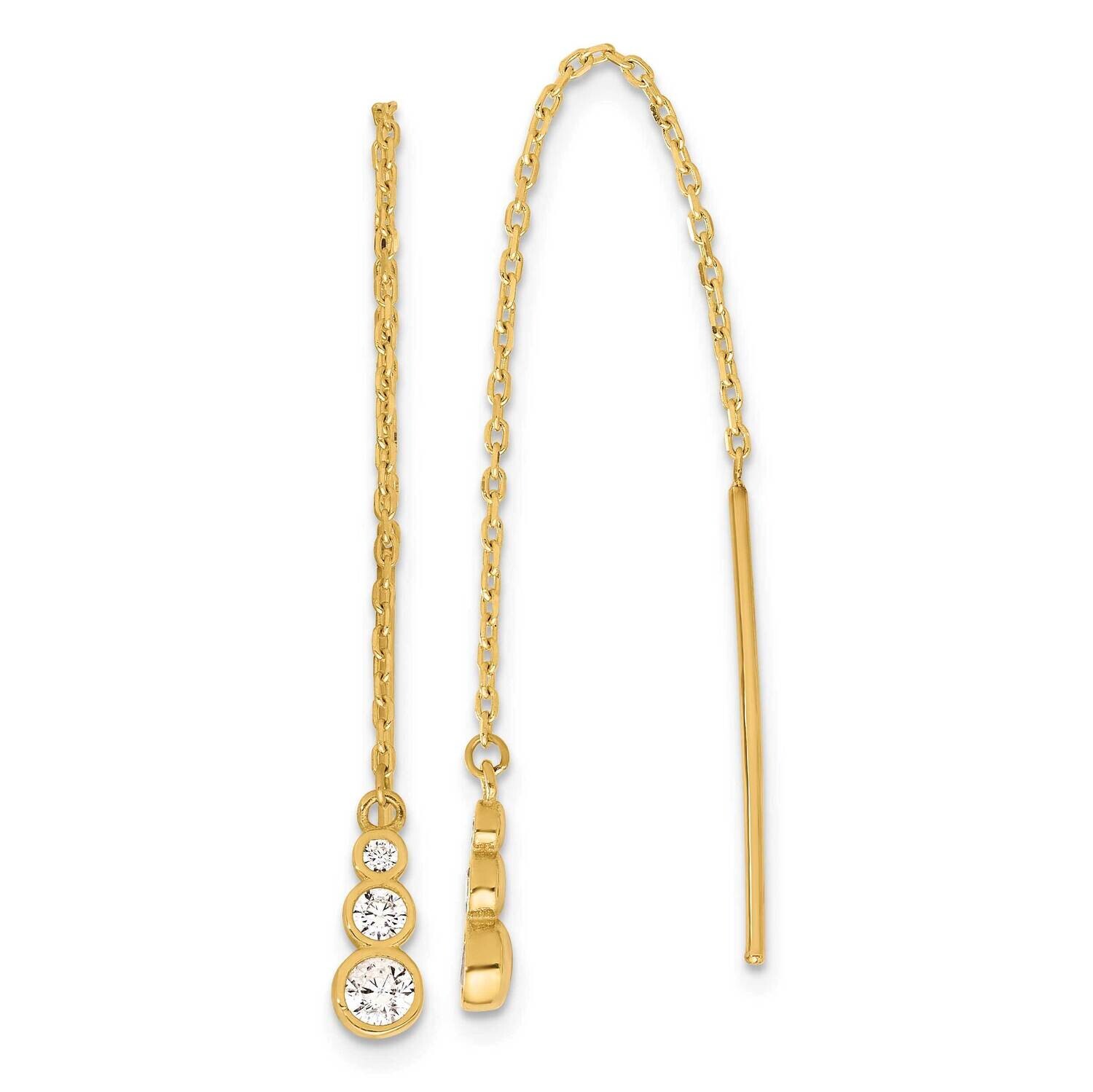 CZ Threader Earrings 14k Polished Gold TF2321, MPN: TF2321,