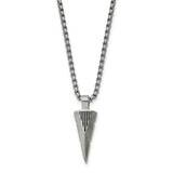 Chisel Brushed Arrow Head Pendant On A 22 Inch Box Chain Necklace Stainless Steel SRN3025-22 by Men…