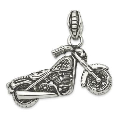 Polished Antiqued &amp; Textured Motorcycle Pendant Stainless Steel SRN1825-22P, MPN: SRN1825-22P,