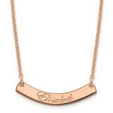 Rose-Plated Small Polished Curved Edwardian Script Bar Necklace Sterling Silver XNA1217RP, MPN: XNA…