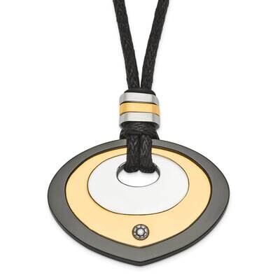 Black &amp; Yellow Ip-Plated Teardrop CZ Necklace Stainless Steel SRN650-22 by Chisel, MPN: SRN650-22, …