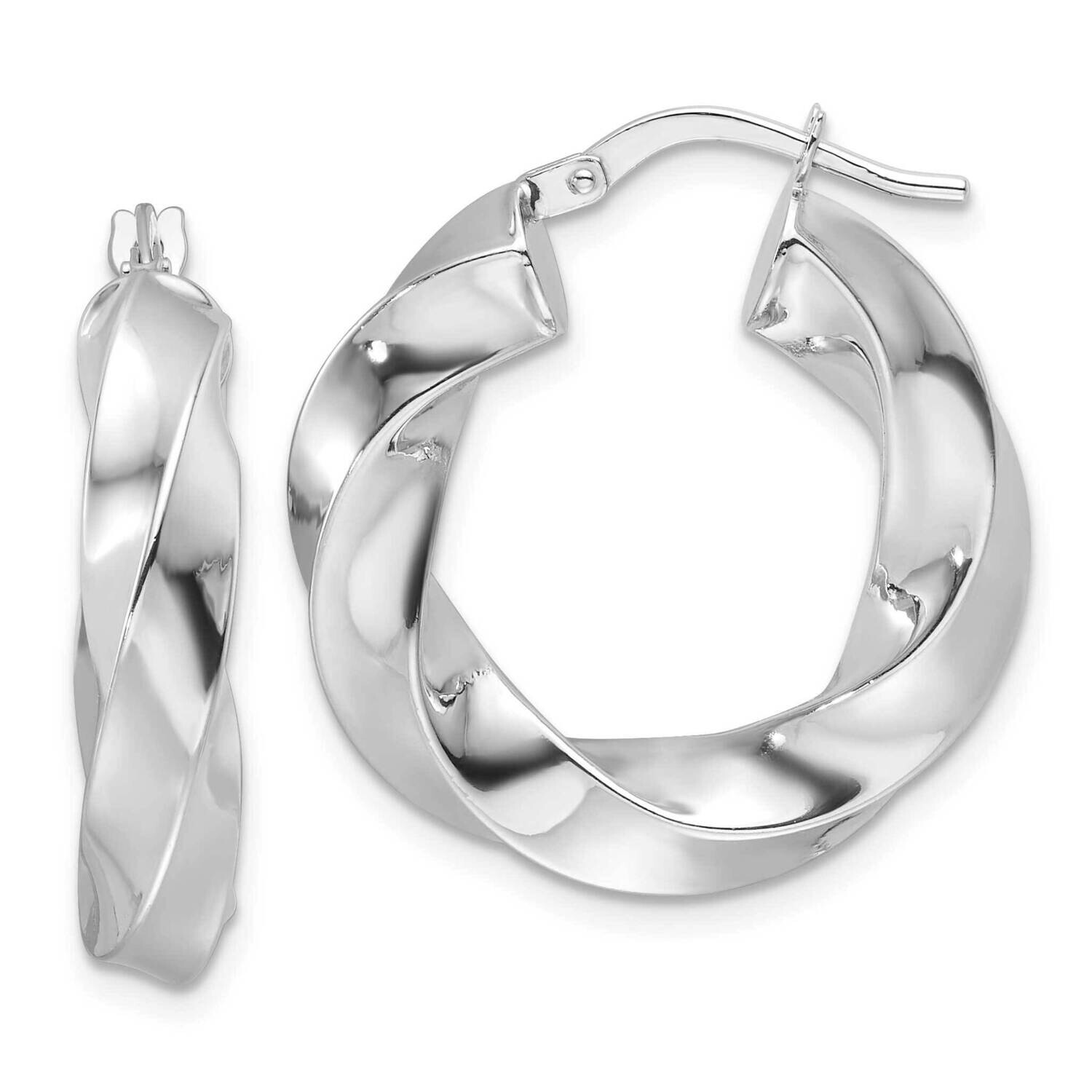 Polished 5.25mm Hollow Twisted Round Hoop Earrings 14k White Gold TF2252W