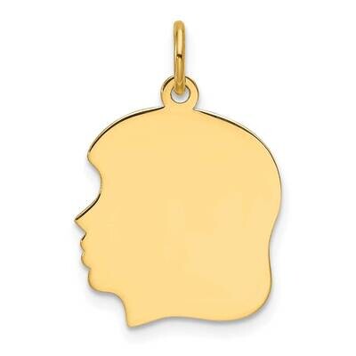 Plain Medium .035 Gauge Facing Left Engravable Girl Head Charm 14k Gold XM669/35, MPN: XM669/35,