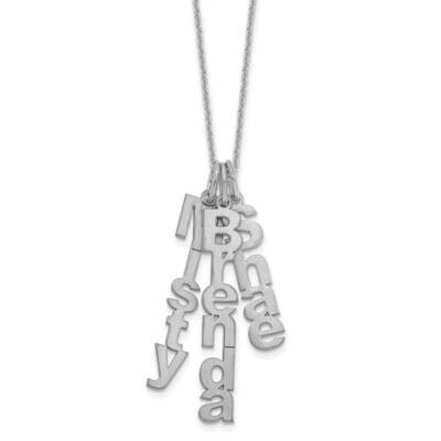 Brushed Vertical 3 Name Charm Necklace 14k White Gold XNA1256/3W, MPN: XNA1256/3W,