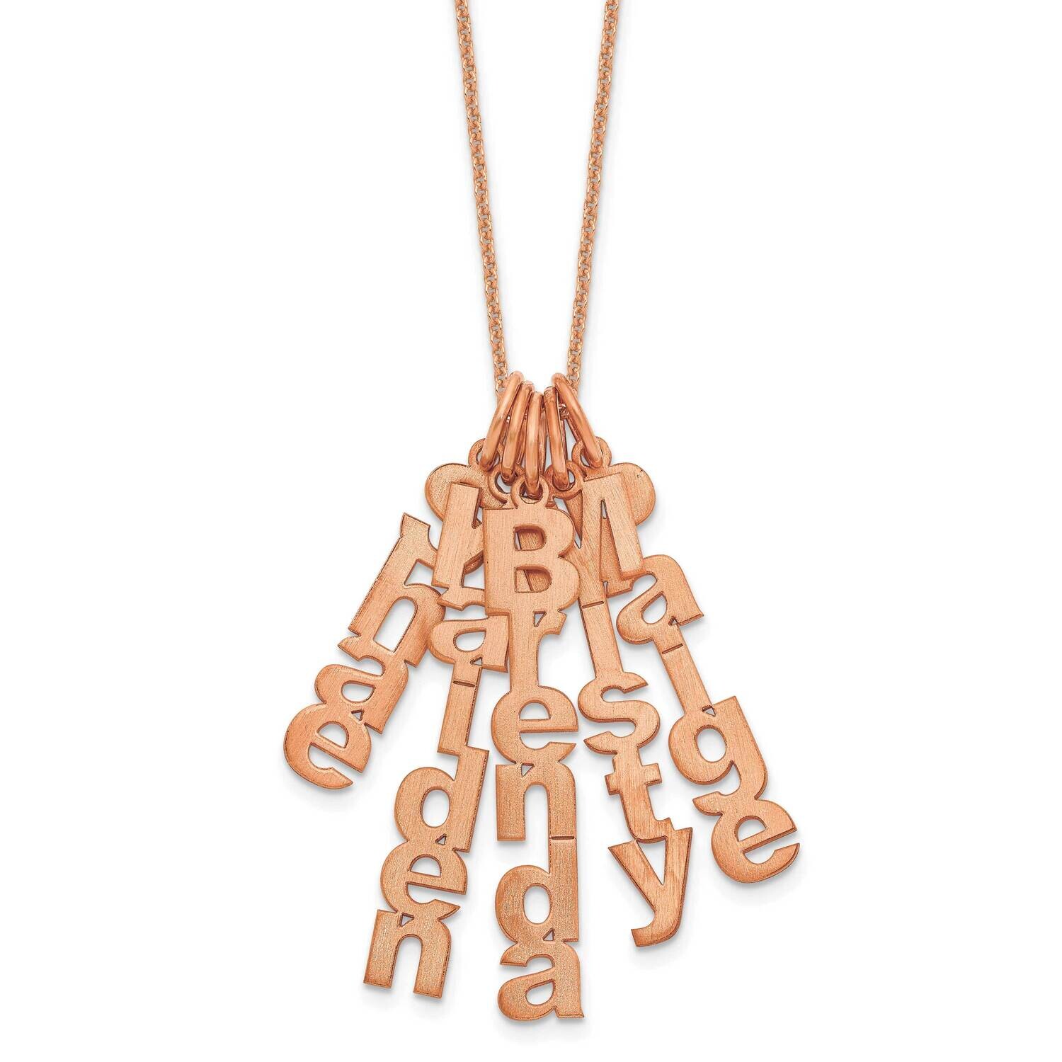 Brushed Vertical 5 Name Charm Necklace 14k Rose Gold XNA1256/5R, MPN: XNA1256/5R,