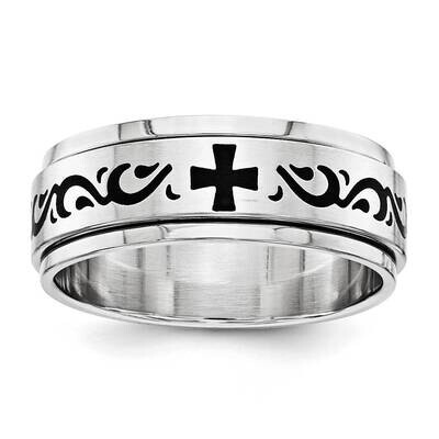 7.5mm L Black Cross Tribal Stainless Steel STR561B-9.5, MPN: STR561B-9.5,