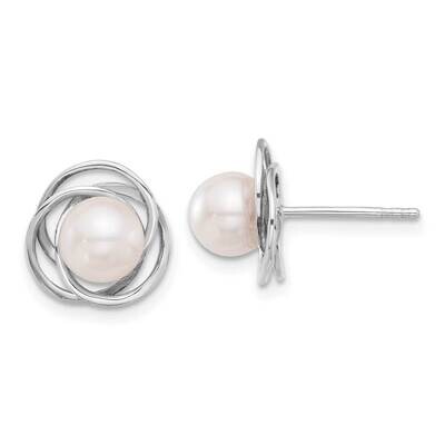 6-7mm Round White Akoya Pearl Post Earrings 14k White Gold XFW842E, MPN: XFW842E,