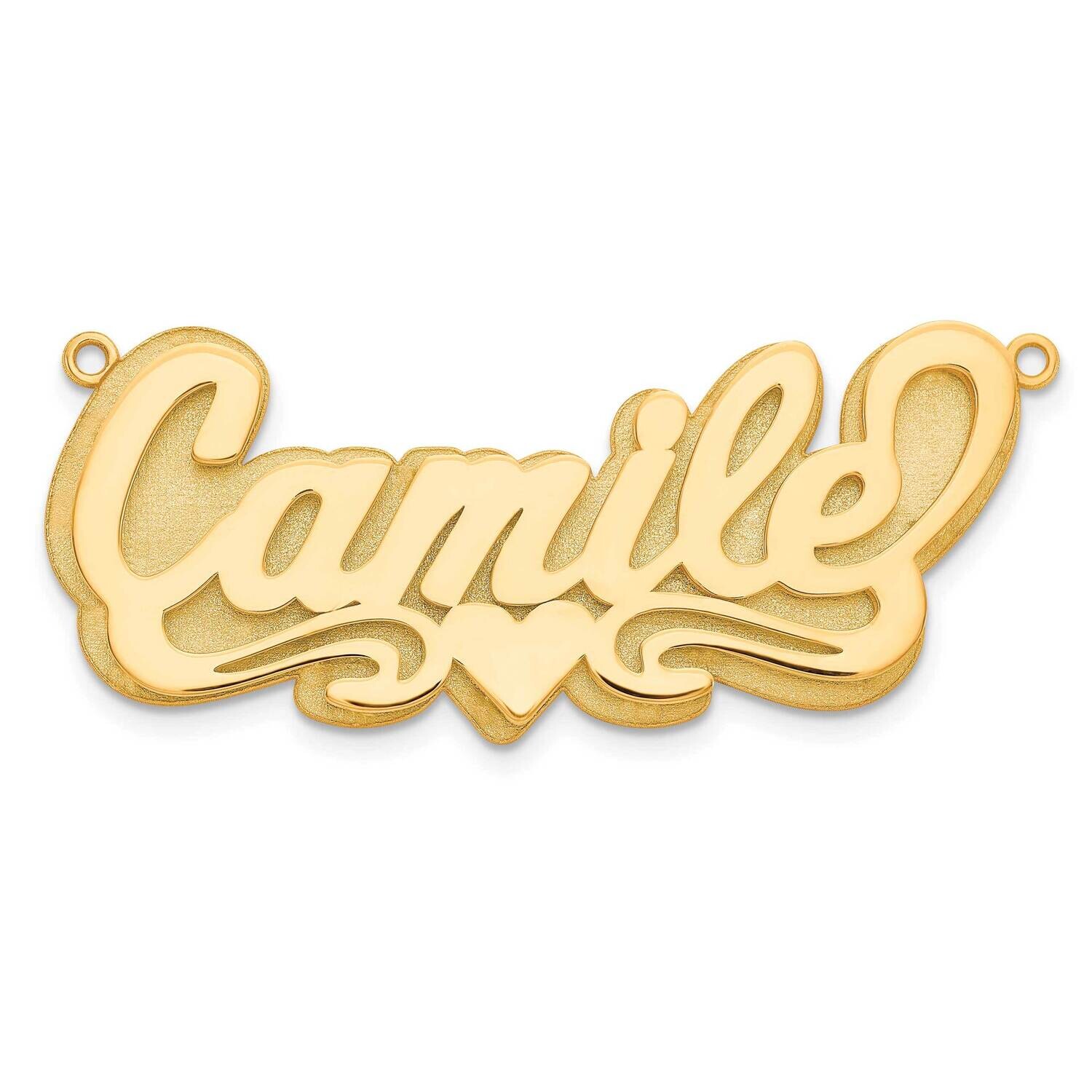 Gold-Plated 3D Polished Heart Name Plate Sterling Silver XNA237GP, MPN: XNA237GP,