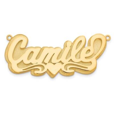 Gold-Plated 3D Polished Heart Name Plate Sterling Silver XNA237GP, MPN: XNA237GP,