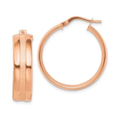 25mm Satin Polished Hoop Earrings 14k Rose Gold TF1763R, MPN: TF1763R, 191101974953