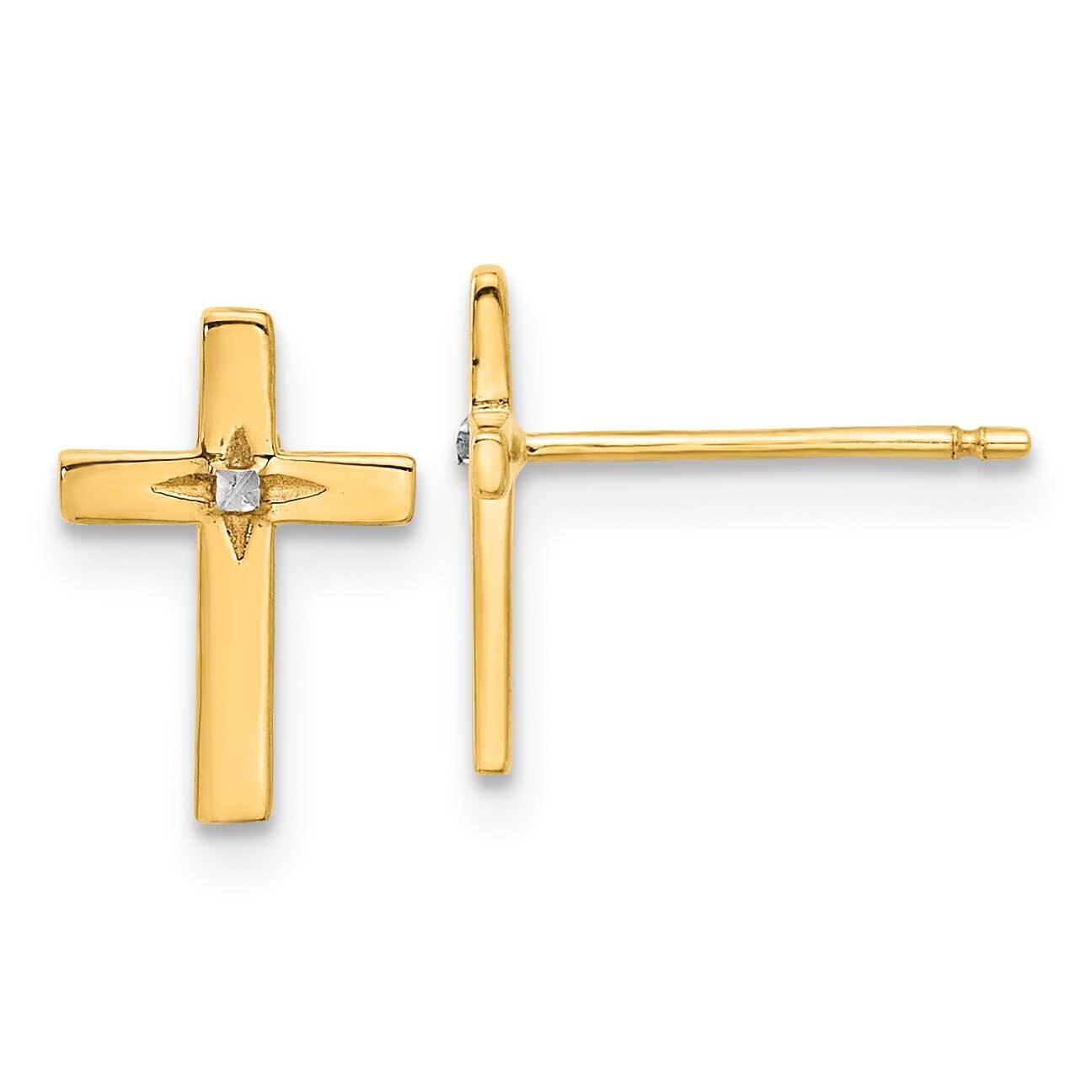 Cross Post Earrings 14k Gold White Rhodium  TF2375, MPN: TF2375,