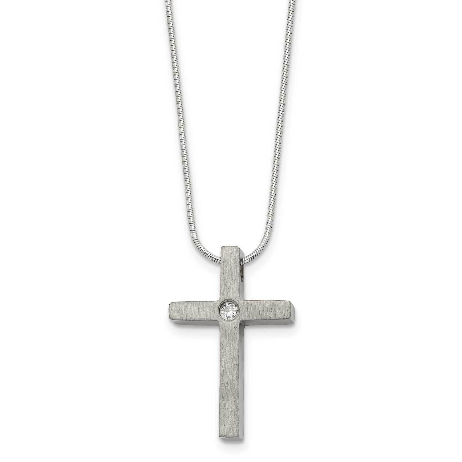 Chisel Brushed CZ Cross 18 Inch Necklace Titanium TBN201-18 by Chisel, MPN: TBN201-18, 883957759227