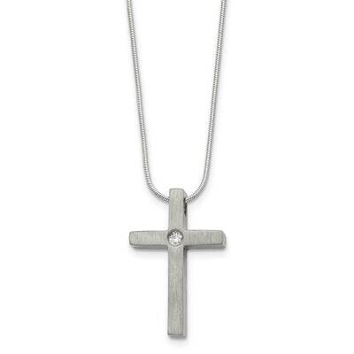 Chisel Brushed CZ Cross 18 Inch Necklace Titanium TBN201-18 by Chisel, MPN: TBN201-18, 883957759227