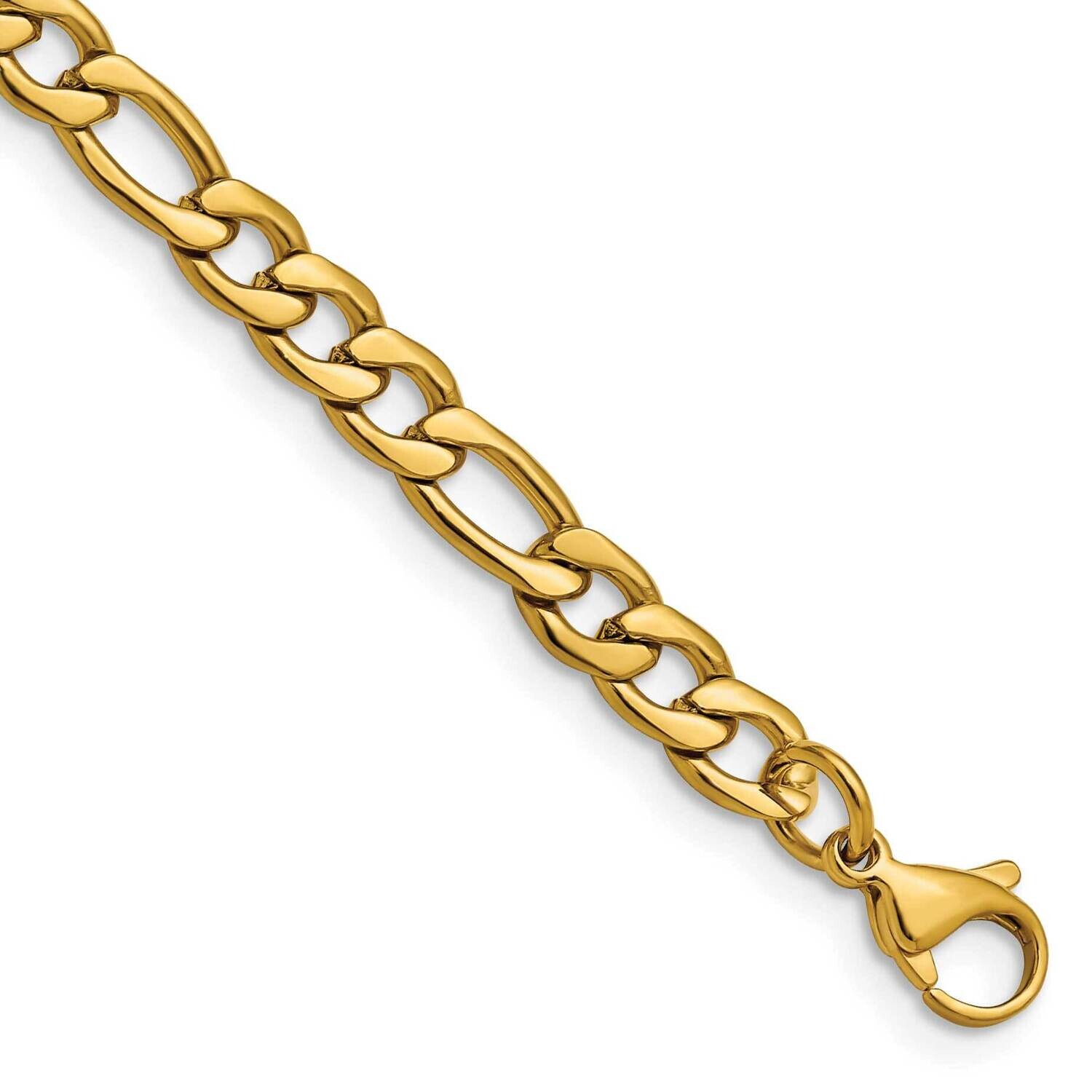 Chisel Polished Yellow Ip-Plated 6.3mm 8 Inch Figaro Chain Stainless Steel SRN680GP-8 by Chisel, MP…