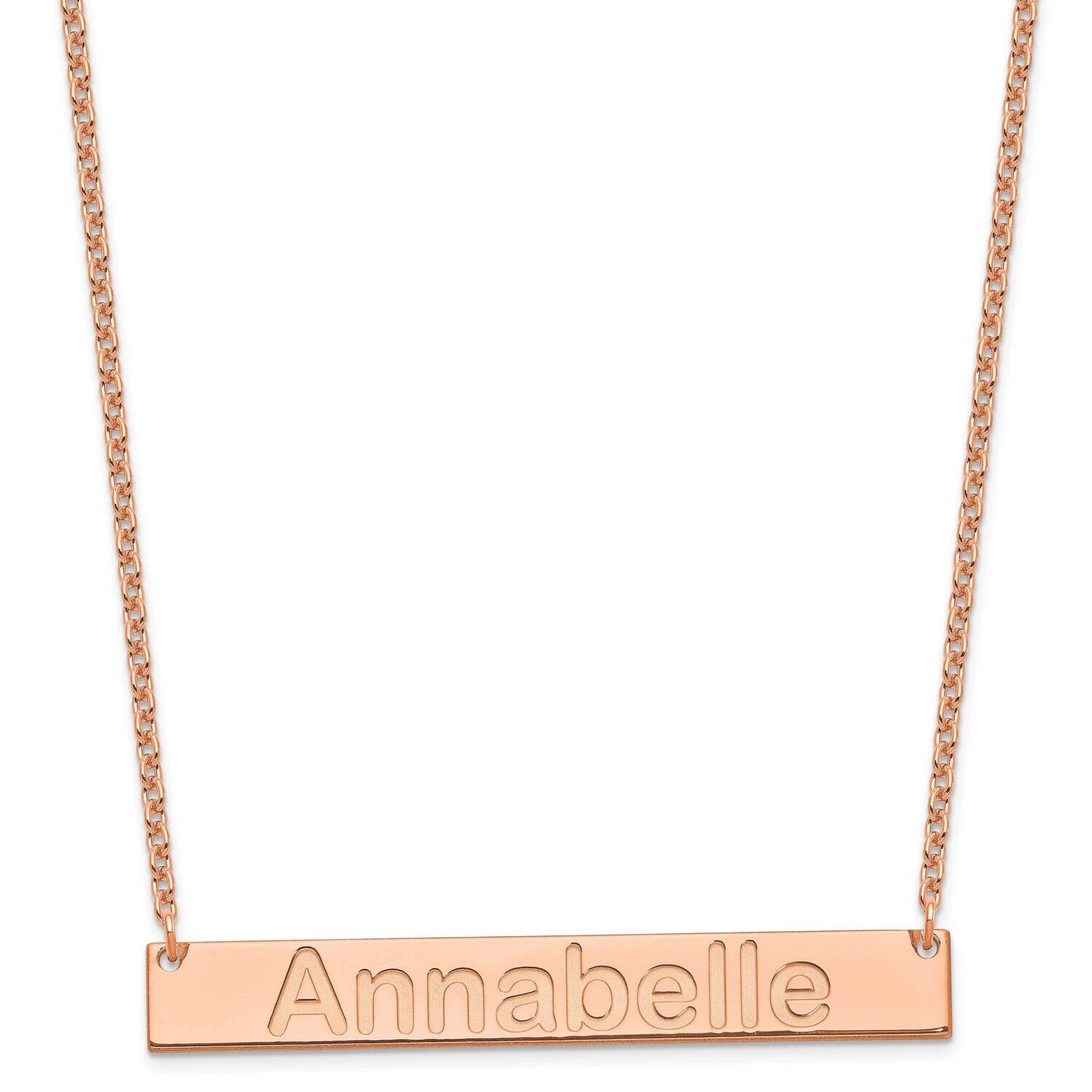 Rose-Plated Large Polished Arial Rounded Bar Necklace Sterling Silver XNA1241RP, MPN: XNA1241RP,