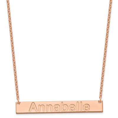 Rose-Plated Large Polished Arial Rounded Bar Necklace Sterling Silver XNA1241RP, MPN: XNA1241RP,
