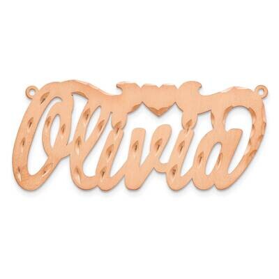 Rose-Plated Satin Diamond-Cut Heart Name Plate Sterling Silver XNA171RP, MPN: XNA171RP,