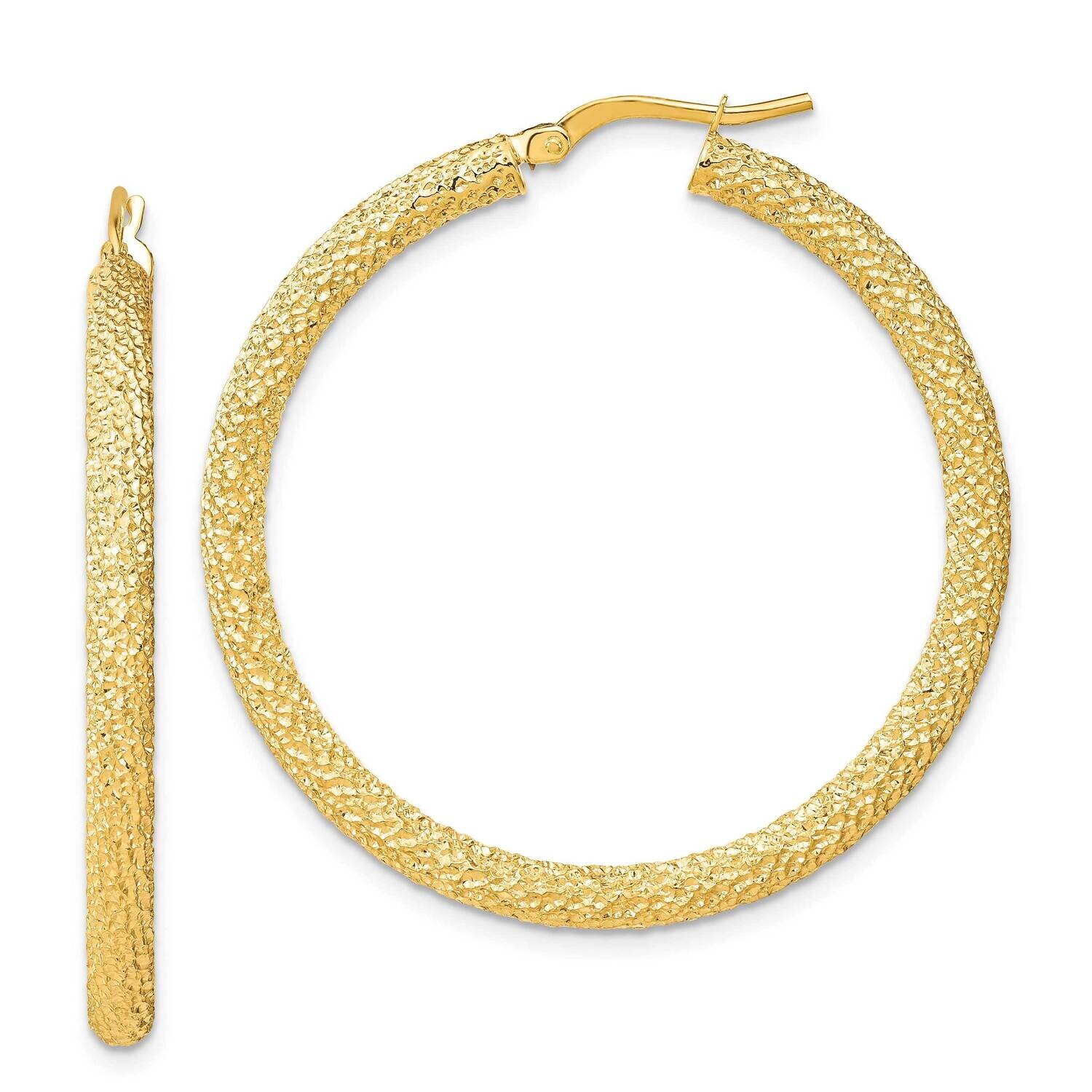 3X30mm Diamond-Cut Hoop Earrings 14k Gold TF1957, MPN: TF1957,
