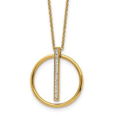 Chisel Polished Yellow Ip-Plated Preciosa Crystal Pendant On A 16 Inch Cable Chain A 2 Inch Extensi…