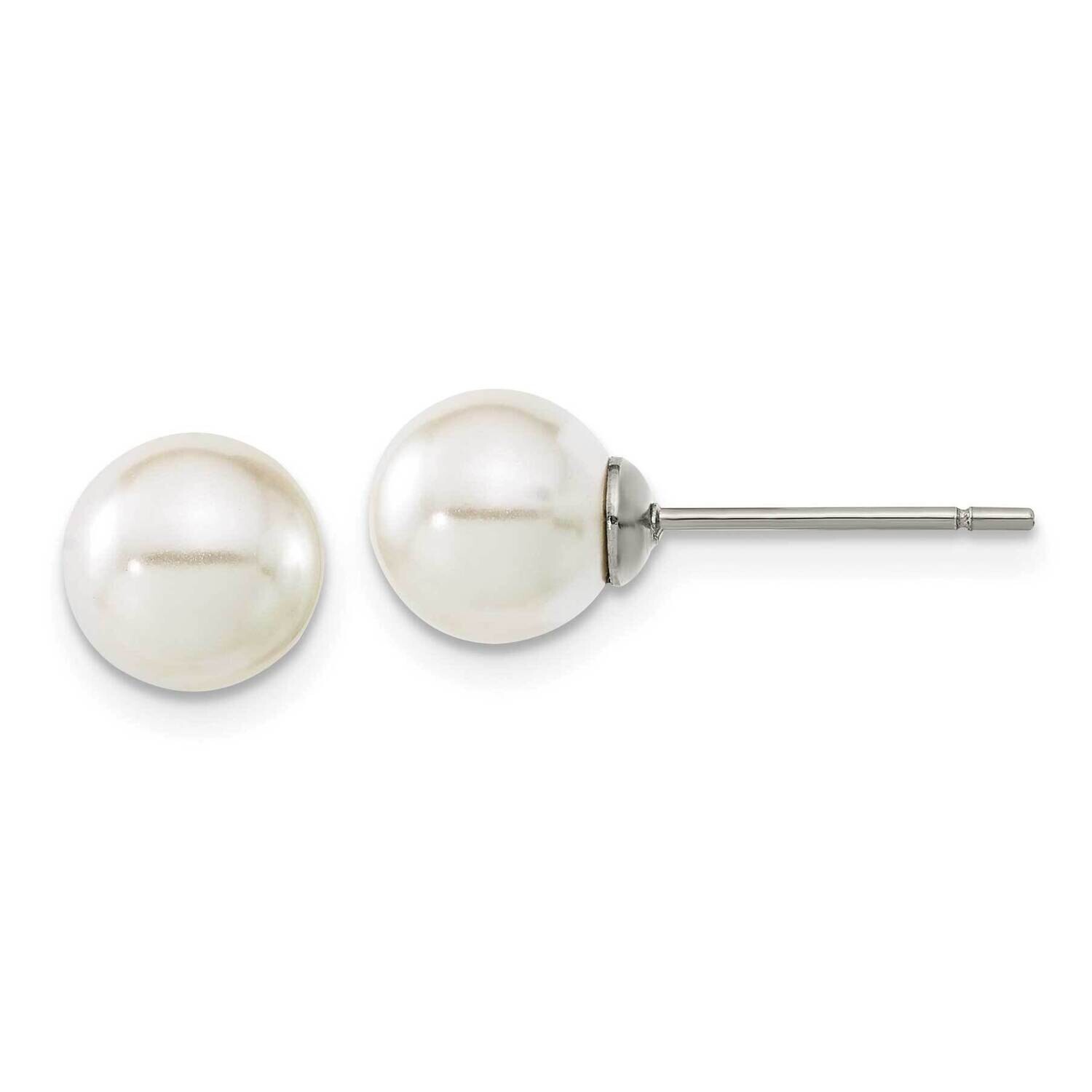 Chisel Polished 7.75mm Imitation Pearl Post Earrings Titanium TBE122 by Chisel, MPN: TBE122, 883957…