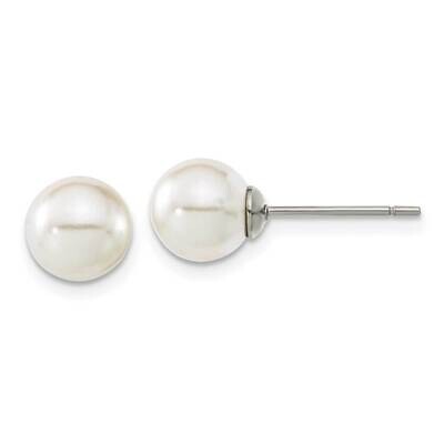 Chisel Polished 7.75mm Imitation Pearl Post Earrings Titanium TBE122 by Chisel, MPN: TBE122, 883957…