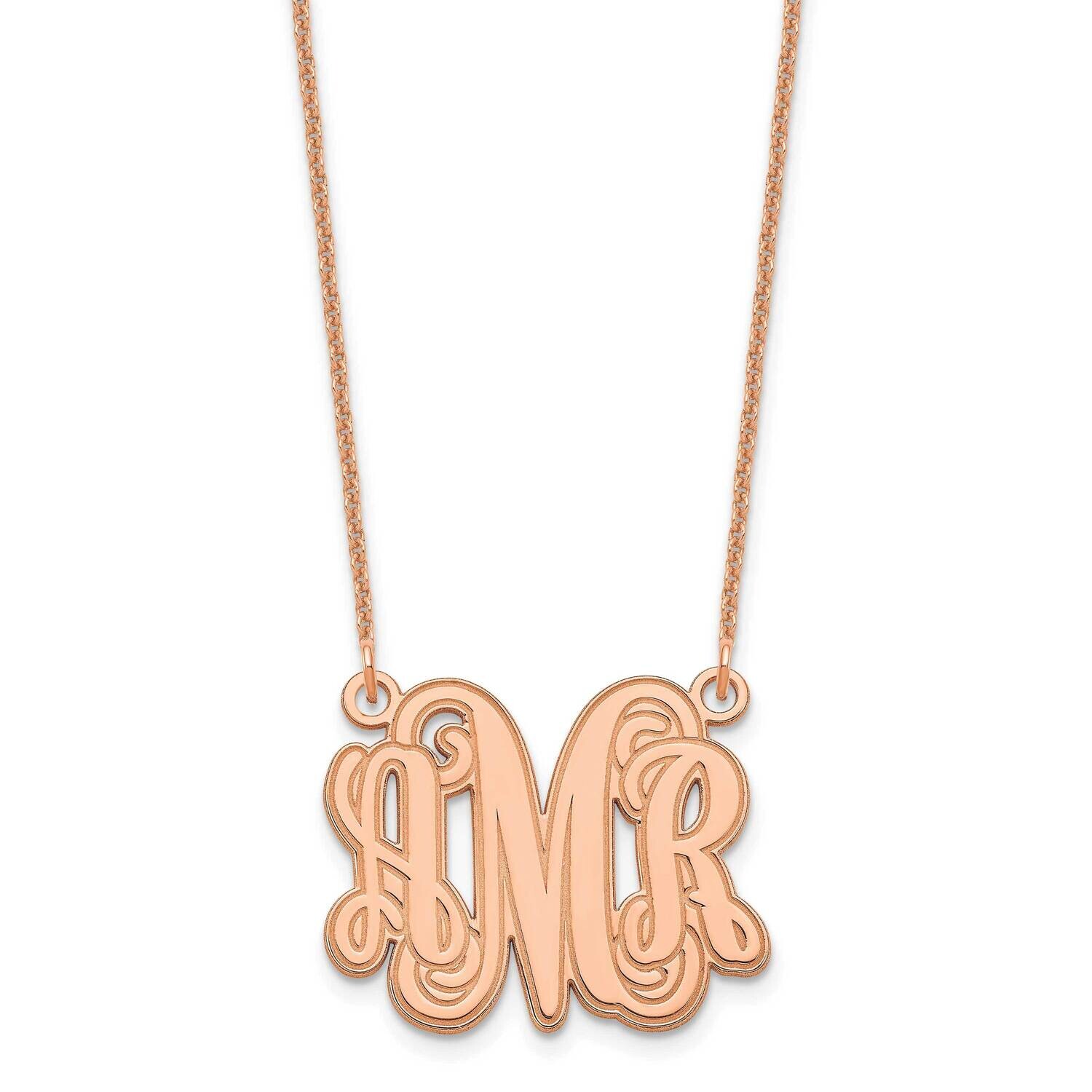 Xs Polished Etched Outline Monogram Necklace 14k Rose Gold XNA538R, MPN: XNA538R,