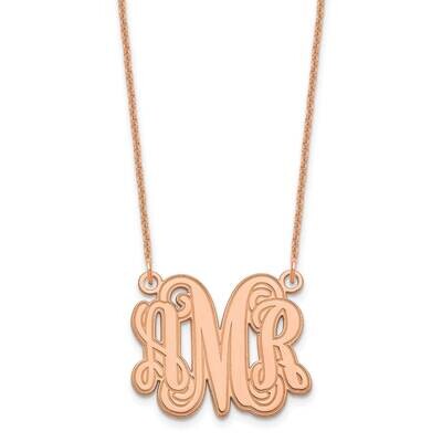 Xs Polished Etched Outline Monogram Necklace 14k Rose Gold XNA538R, MPN: XNA538R,