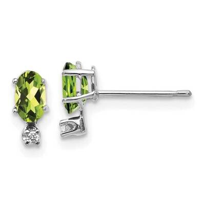Diamond Peridot Birthstone Earrings 14k White Gold XBE187W, MPN: XBE187W,