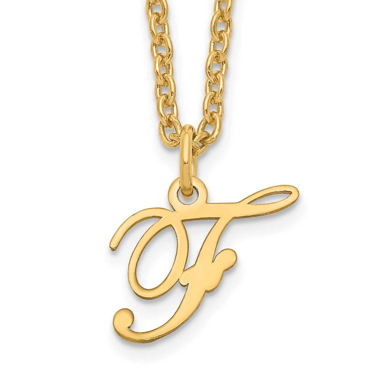 Gold-Plated Letter F Initial Necklace Sterling Silver XNA756GP/F, MPN: XNA756GP/F,