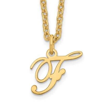 Gold-Plated Letter F Initial Necklace Sterling Silver XNA756GP/F, MPN: XNA756GP/F,