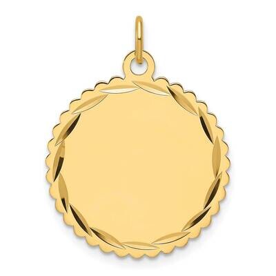 .013 Gauge Engravable Scalloped Disc Charm 14k Gold XM672/13, MPN: XM672/13,