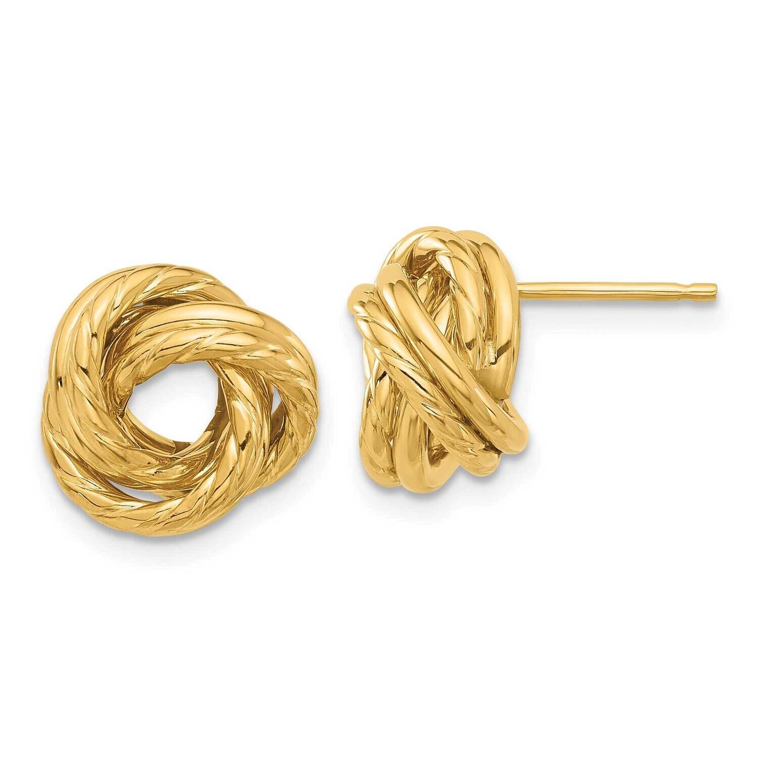 Textured Love Knot Post Earrings 14k Polished Gold TF2345