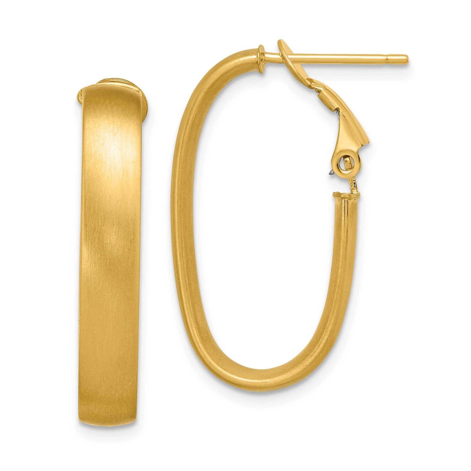 Satin Oval Omega Back Hoop Earrings 14k Gold TF1760, MPN: TF1760, 191101974892