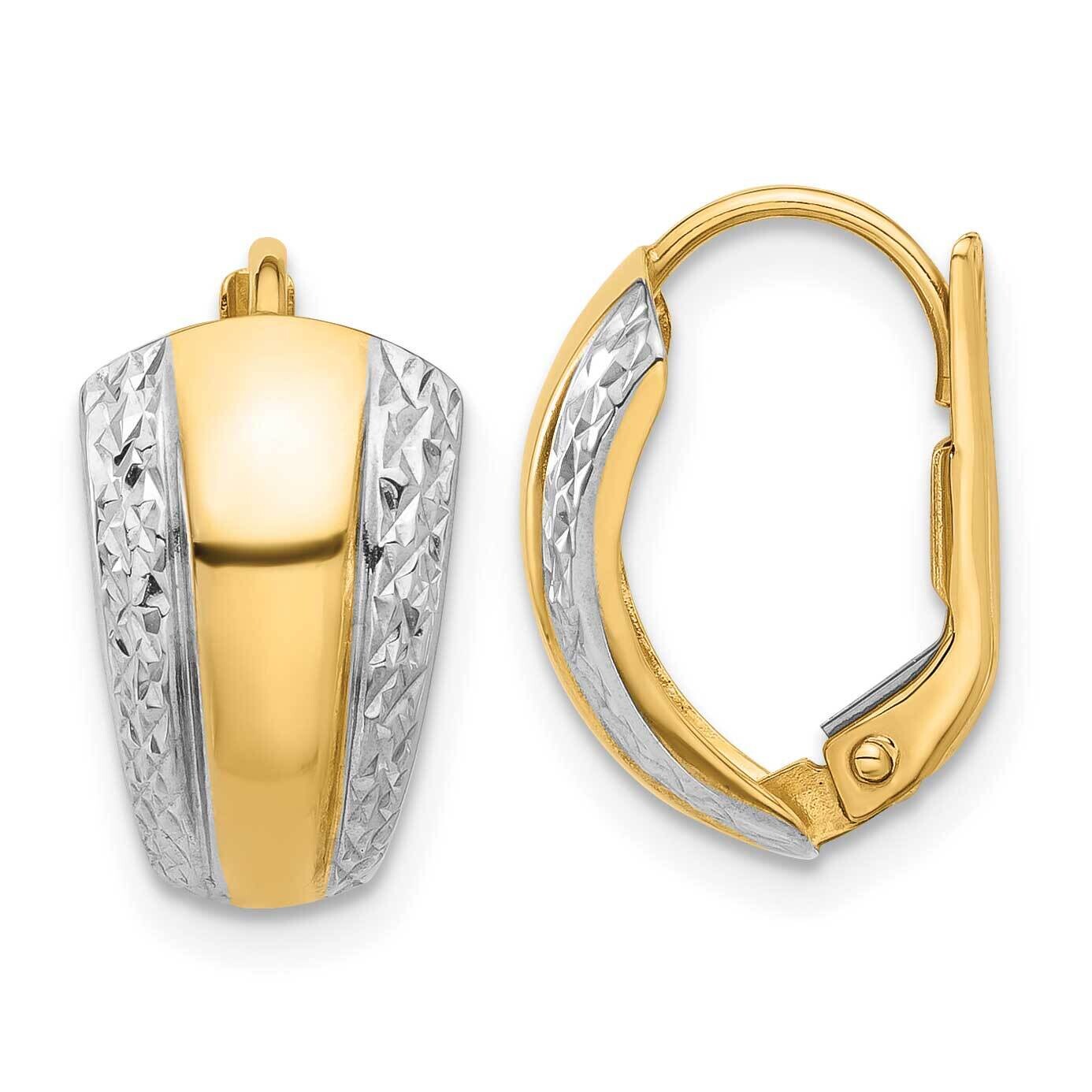 Polished Diamond-Cut Leverback Earrings 14k Gold White Rhodium TF2293, MPN: TF2293,