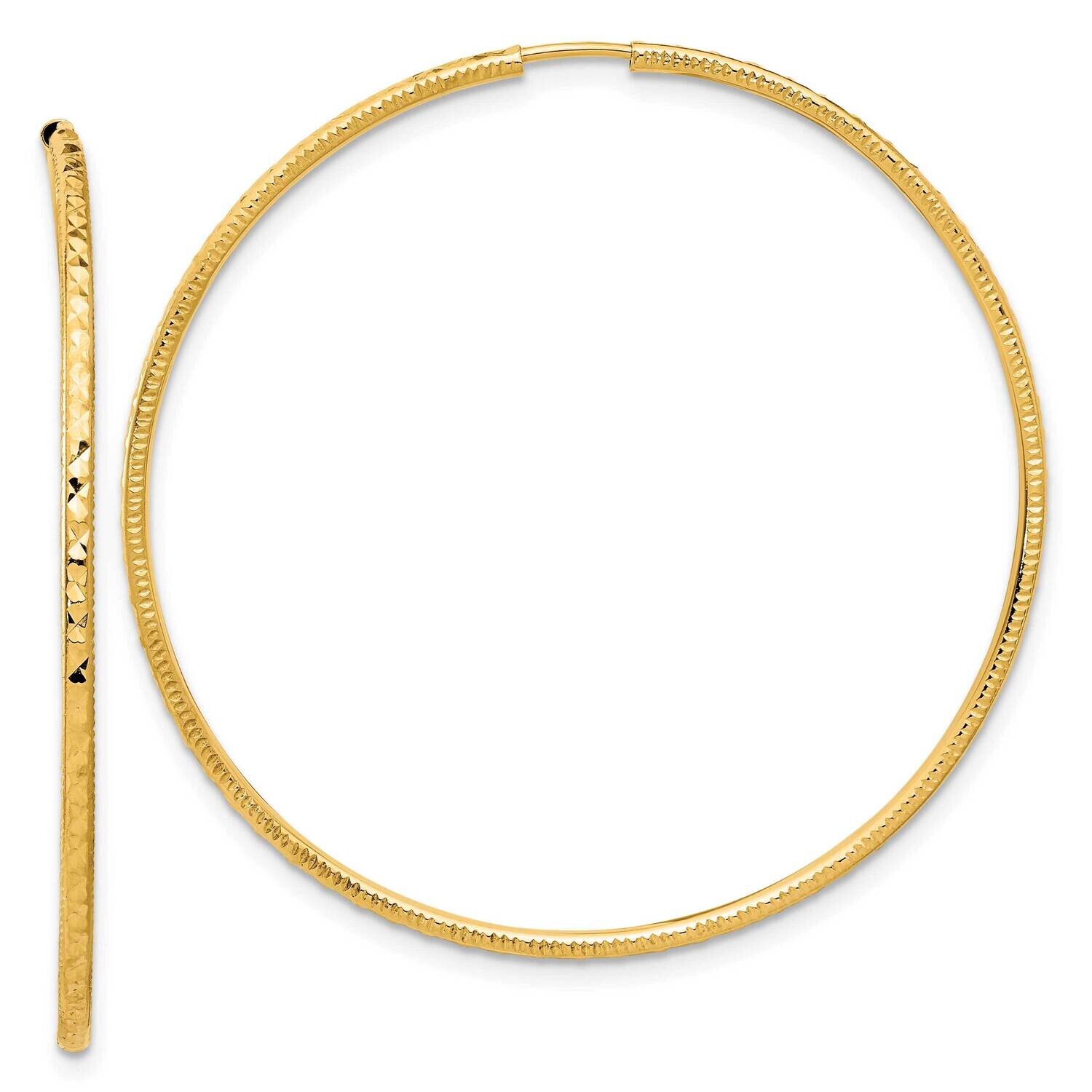 1.50mm Endless Hoop Earrings 14k Gold Diamond-Cut TF2180