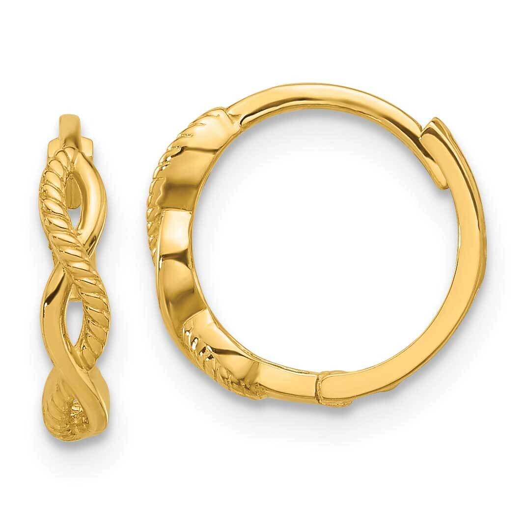 Textured Braided Hinged Hoop Earrings 14k Polished Gold TF2295, MPN: TF2295,
