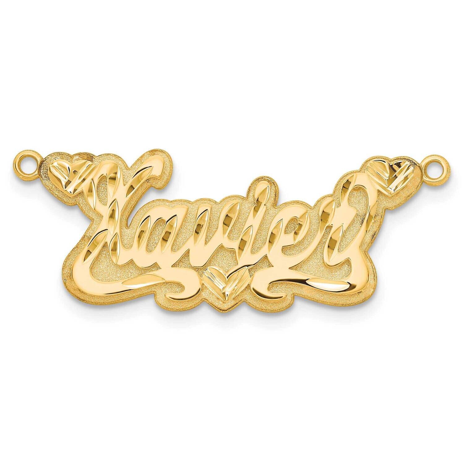 Gold-Plated 3D Diamond-Cut Hearts Name Plate Sterling Silver XNA245GP, MPN: XNA245GP,
