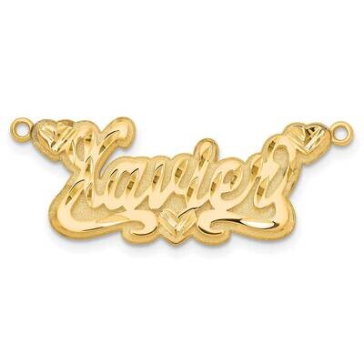 Gold-Plated 3D Diamond-Cut Hearts Name Plate Sterling Silver XNA245GP, MPN: XNA245GP,