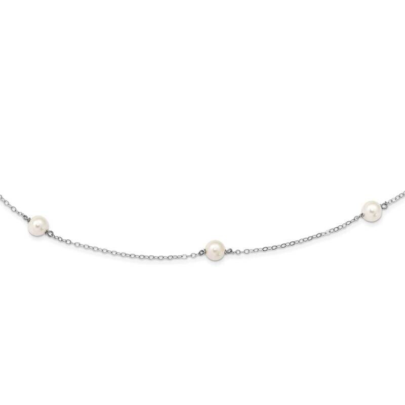 5-6mm Round White Fwc Pearl 7 Station Necklace 14k White Gold XFW555W-16