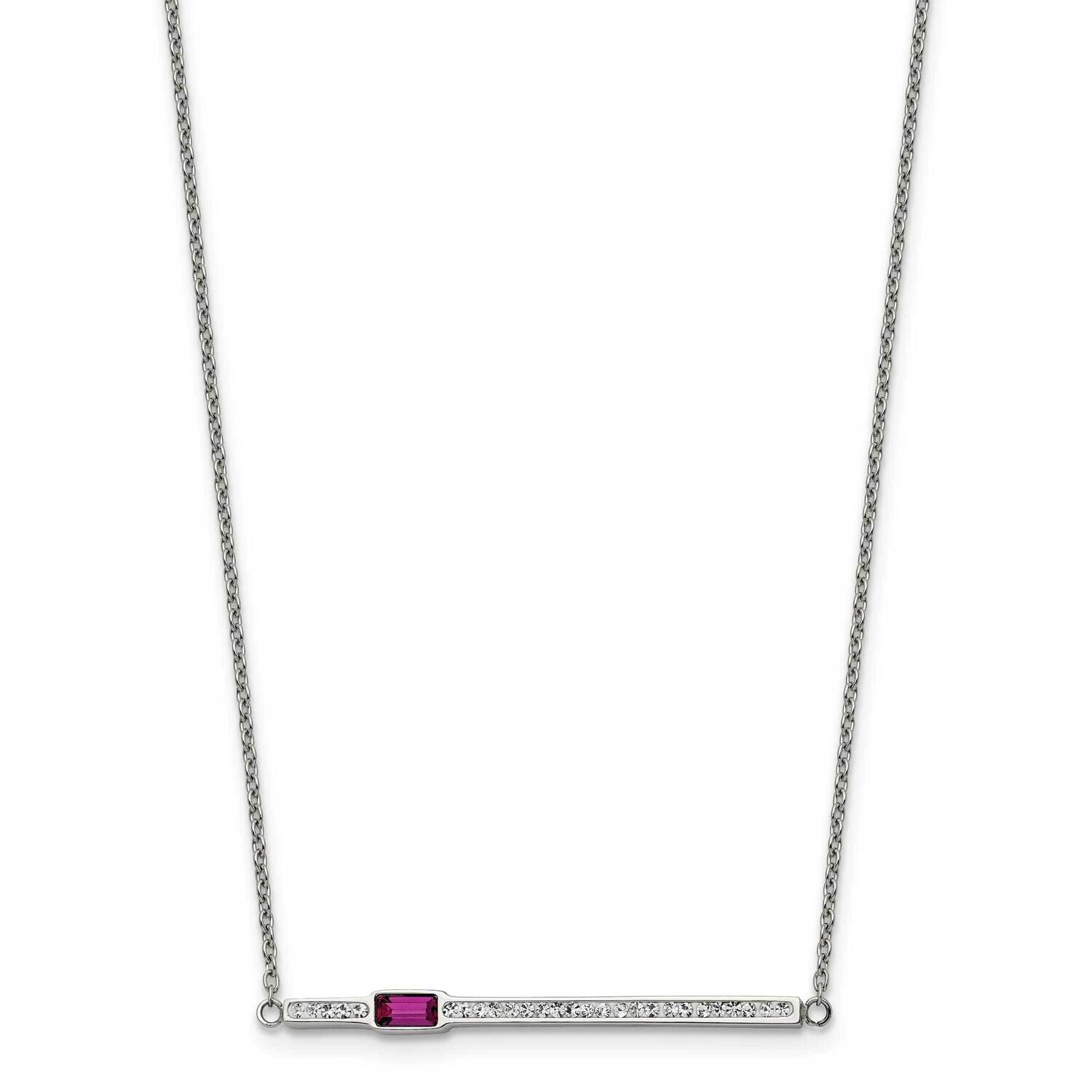 Chisel Polished Preciosa Crystal Red Glass Bar On A 15 Inch Cable Chain A 2.75 Inch Extension Neckl…