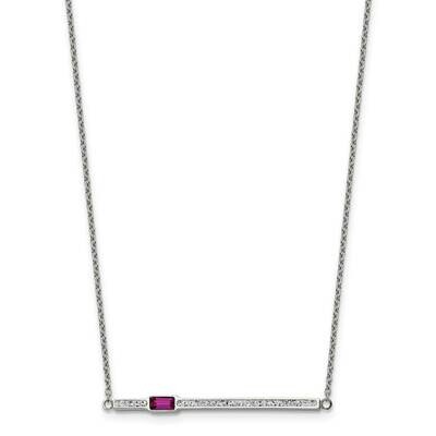 Chisel Polished Preciosa Crystal Red Glass Bar On A 15 Inch Cable Chain A 2.75 Inch Extension Neckl…