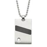 Polished &amp; Satin Black Rubber &amp; CZ Pendant Necklace Stainless Steel SRN434-22 by Chisel, MPN: SRN43…