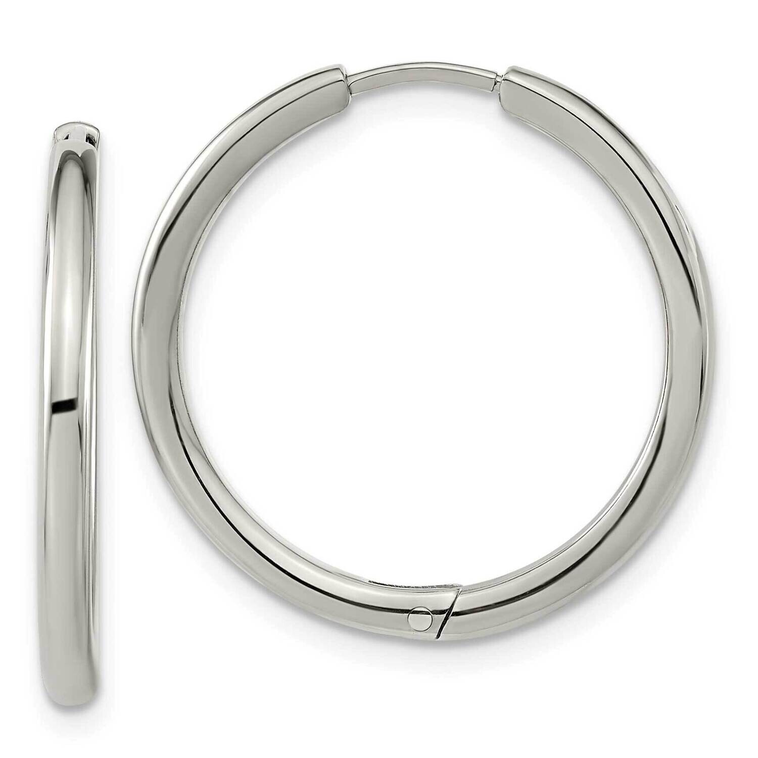 Chisel Polished 2.1mm Hinged Hoop Earrings Titanium TBE128 by Chisel, MPN: TBE128, 883957758909