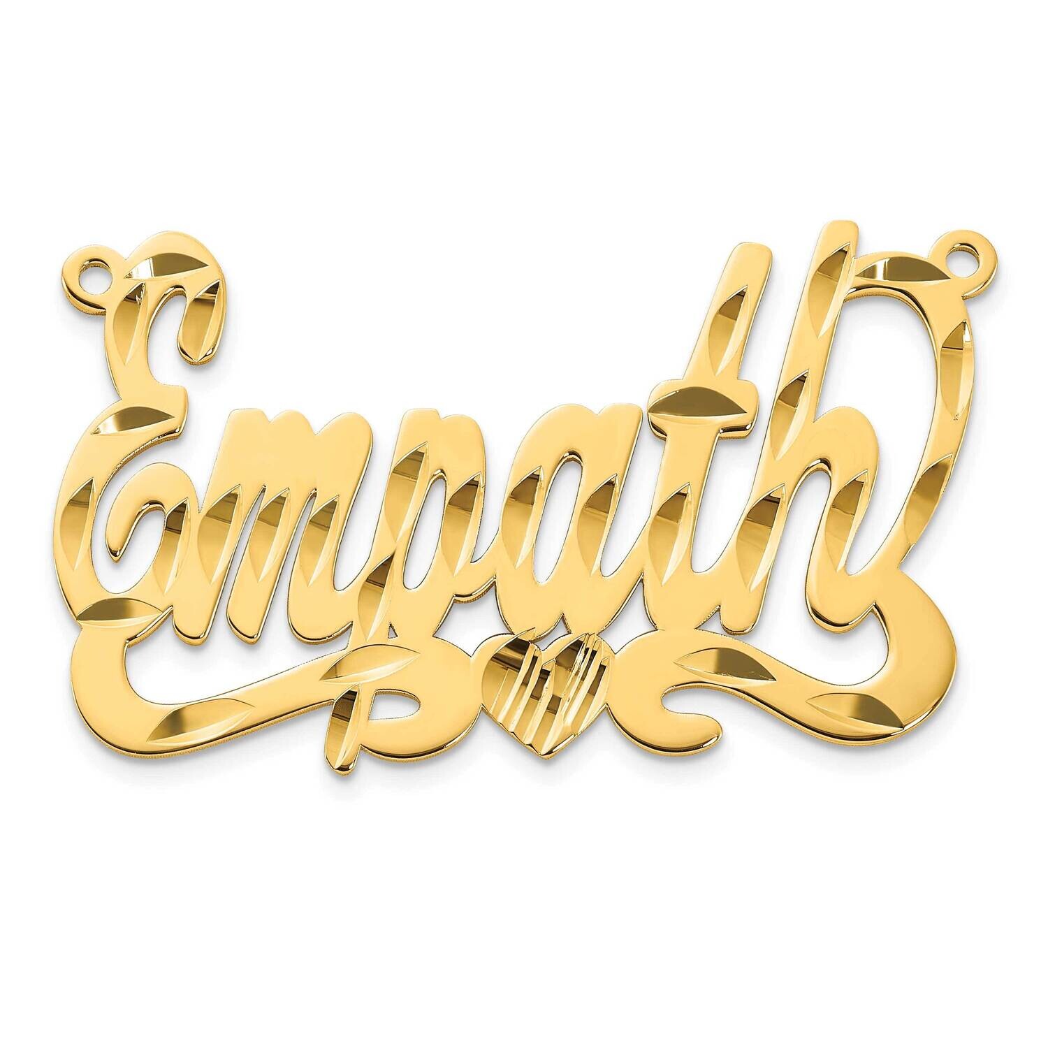 Gold-Plated Diamond-Cut Heart Name Plate Sterling Silver XNA150GP, MPN: XNA150GP,